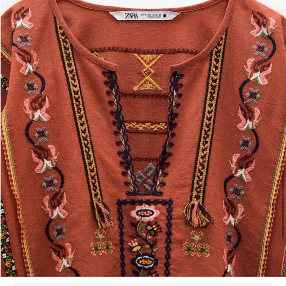 ZARA NWT COTTON EMBROIDERY BLOUSE - Picture 6 of 9
